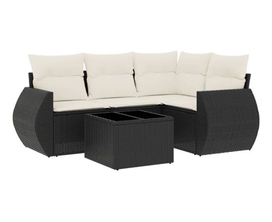 vidaXL 5-częściowy zestaw wypoczynkowy do ogrodu, poduszki, czarny rattan PE Dārza mēbeļu komplekti