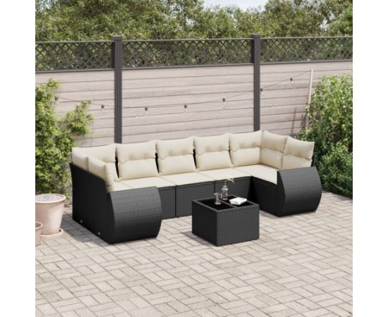 vidaXL 8-częściowy zestaw wypoczynkowy do ogrodu, z poduszkami, czarny Dārza mēbeļu komplekti