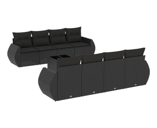 vidaXL 9-częściowy zestaw wypoczynkowy do ogrodu, z poduszkami, czarny Dārza mēbeļu komplekti