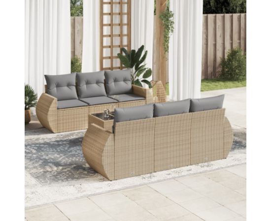 vidaXL 7-częściowy zestaw wypoczynkowy do ogrodu, z poduszkami, beżowy Dārza mēbeļu komplekti