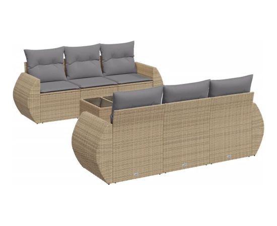 vidaXL 7-częściowy zestaw wypoczynkowy do ogrodu, z poduszkami, beżowy Dārza mēbeļu komplekti