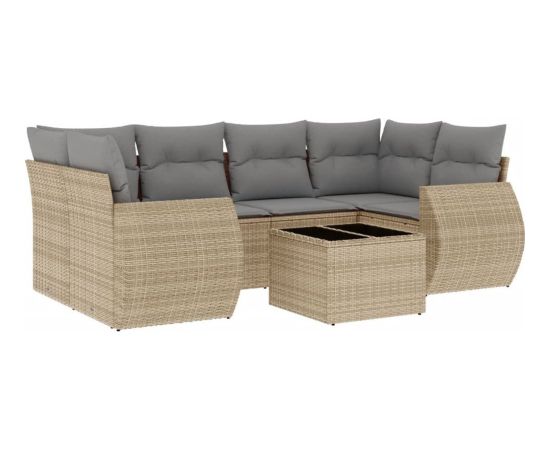 vidaXL 7-częściowy zestaw wypoczynkowy do ogrodu, z poduszkami, beżowy Dārza mēbeļu komplekti