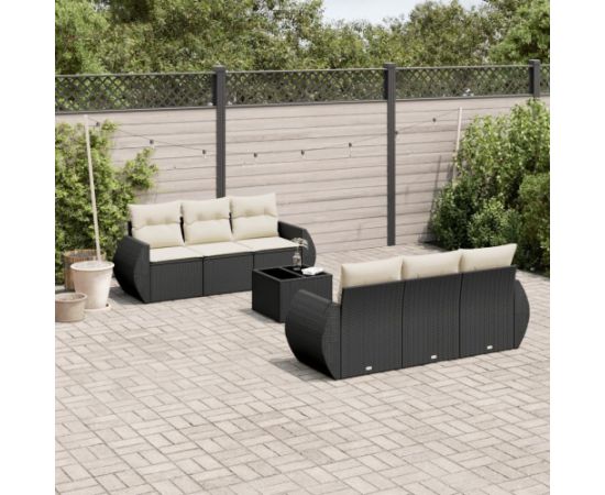 vidaXL 7-częsciowy zestaw wypoczynkowy do ogrodu, z poduszkami, czarny Dārza mēbeļu komplekti