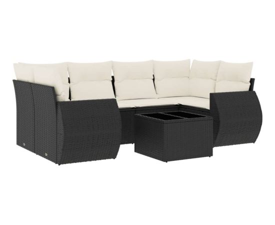 vidaXL 7-częściowy zestaw wypoczynkowy do ogrodu, z poduszkami, czarny Dārza mēbeļu komplekti