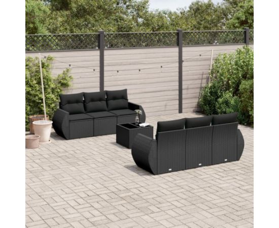 vidaXL 7-częściowy zestaw wypoczynkowy do ogrodu, z poduszkami, czarny Dārza mēbeļu komplekti