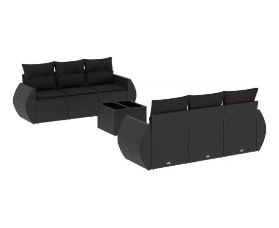 vidaXL 7-częściowy zestaw wypoczynkowy do ogrodu, z poduszkami, czarny Dārza mēbeļu komplekti