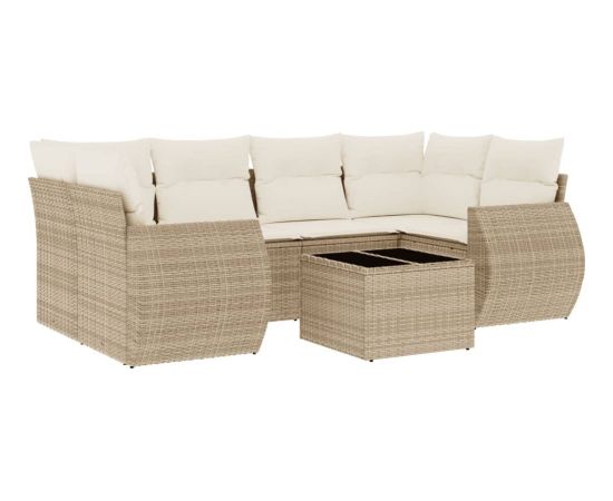 vidaXL 7-częściowy zestaw wypoczynkowy do ogrodu, z poduszkami, beżowy Dārza mēbeļu komplekti