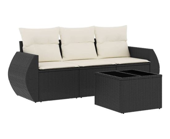 vidaXL 4-częściowy zestaw wypoczynkowy do ogrodu, poduszki, czarny rattan PE Dārza mēbeļu komplekti