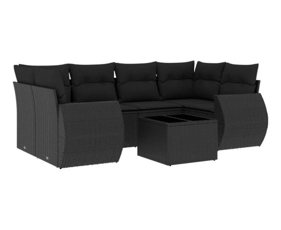 vidaXL 7-częściowy zestaw wypoczynkowy do ogrodu, z poduszkami, czarny Dārza mēbeļu komplekti