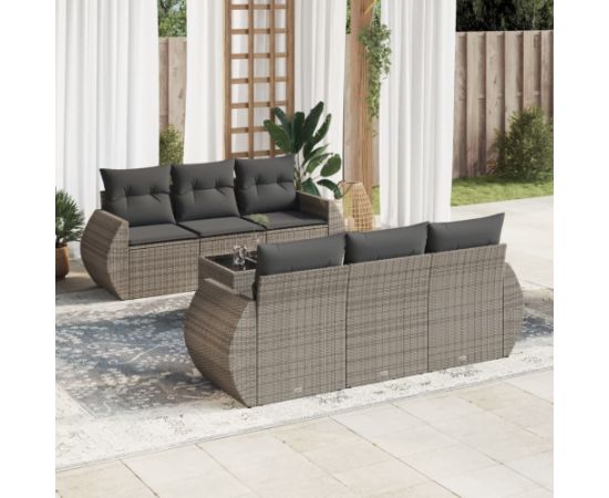 vidaXL 7-częsciowy zestaw wypoczynkowy do ogrodu, z poduszkami, szary Dārza mēbeļu komplekti