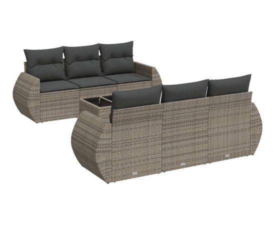 vidaXL 7-częsciowy zestaw wypoczynkowy do ogrodu, z poduszkami, szary Dārza mēbeļu komplekti