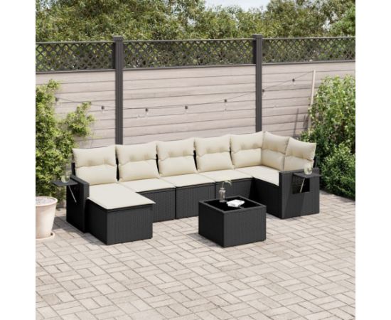 vidaXL 8-częsciowy zestaw wypoczynkowy do ogrodu, z poduszkami, czarny Dārza mēbeļu komplekti