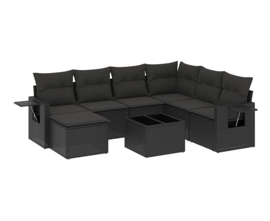 vidaXL 8-częsciowy zestaw wypoczynkowy do ogrodu, z poduszkami, czarny Dārza mēbeļu komplekti