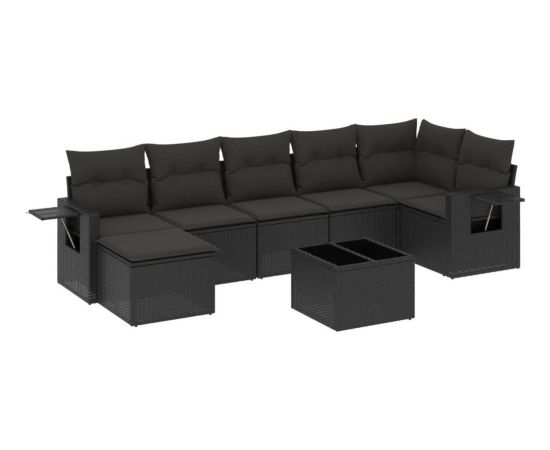 vidaXL 8-częsciowy zestaw wypoczynkowy do ogrodu, z poduszkami, czarny Dārza mēbeļu komplekti