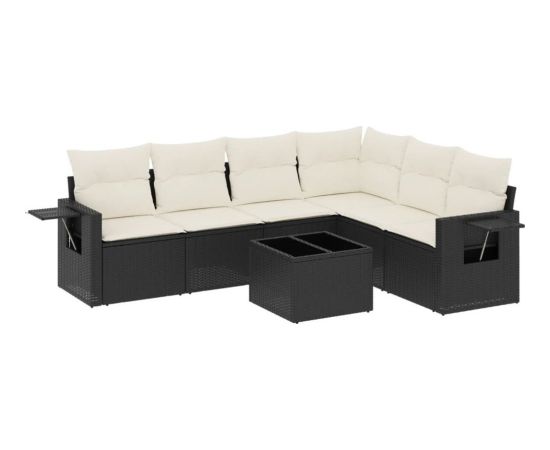 vidaXL 7-częściowy zestaw wypoczynkowy do ogrodu, z poduszkami, czarny Dārza mēbeļu komplekti