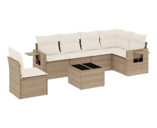 vidaXL 7-częściowy zestaw wypoczynkowy do ogrodu, z poduszkami, beżowy Dārza mēbeļu komplekti