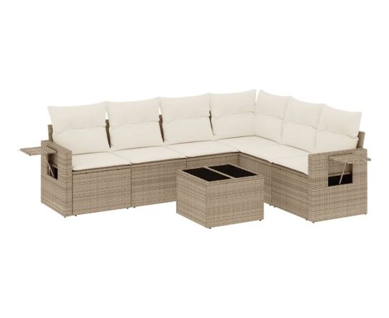 vidaXL 7-częściowy zestaw wypoczynkowy do ogrodu, z poduszkami, beżowy Dārza mēbeļu komplekti