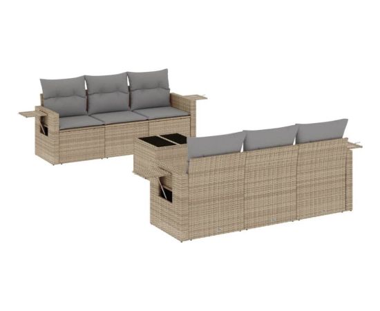 vidaXL 7-częściowy zestaw wypoczynkowy do ogrodu, z poduszkami, beżowy Dārza mēbeļu komplekti