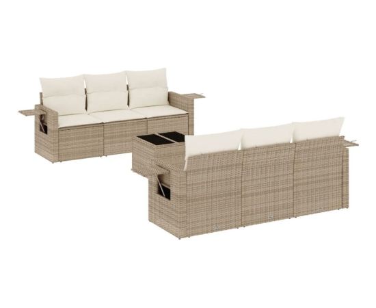 vidaXL 7-częściowy zestaw wypoczynkowy do ogrodu, z poduszkami, beżowy Dārza mēbeļu komplekti