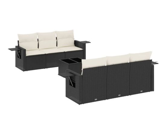 vidaXL 7-częściowy zestaw wypoczynkowy do ogrodu, z poduszkami, czarny Dārza mēbeļu komplekti