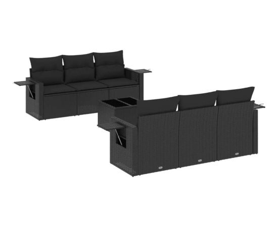 vidaXL 7-częściowy zestaw wypoczynkowy do ogrodu, z poduszkami, czarny Dārza mēbeļu komplekti