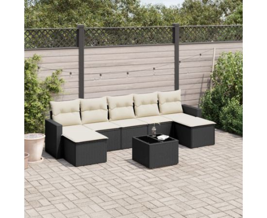 vidaXL 8-częściowy zestaw wypoczynkowy do ogrodu, z poduszkami, czarny Dārza mēbeļu komplekti