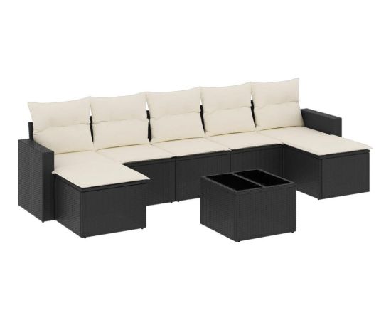 vidaXL 8-częściowy zestaw wypoczynkowy do ogrodu, z poduszkami, czarny Dārza mēbeļu komplekti