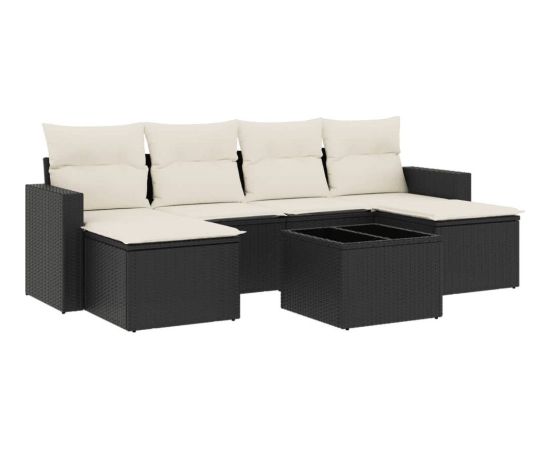 vidaXL 7-częściowy zestaw wypoczynkowy do ogrodu, z poduszkami, czarny Dārza mēbeļu komplekti