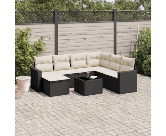 vidaXL 8-częściowy zestaw wypoczynkowy do ogrodu, z poduszkami, czarny Dārza mēbeļu komplekti