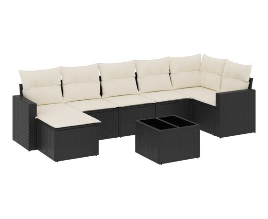 vidaXL 8-częściowy zestaw wypoczynkowy do ogrodu, z poduszkami, czarny Dārza mēbeļu komplekti