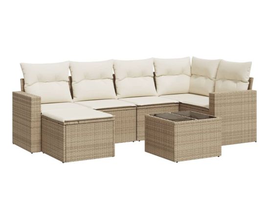 vidaXL 7-częściowy zestaw wypoczynkowy do ogrodu, z poduszkami, beżowy Dārza mēbeļu komplekti