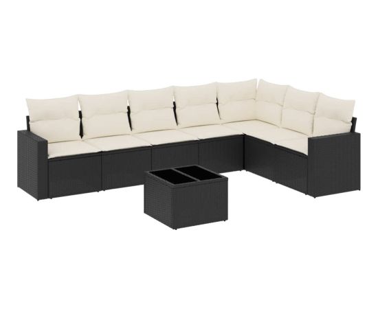 vidaXL 8-częściowy zestaw wypoczynkowy do ogrodu, z poduszkami, czarny Dārza mēbeļu komplekti