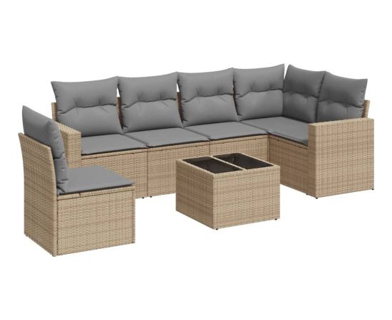 vidaXL 7-częściowy zestaw wypoczynkowy do ogrodu, z poduszkami, beżowy Dārza mēbeļu komplekti