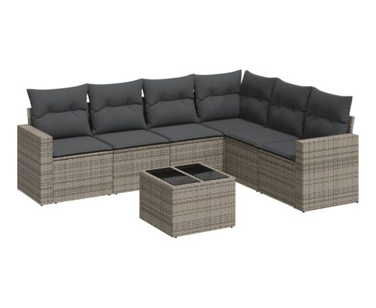 vidaXL 7-częściowy zestaw wypoczynkowy do ogrodu, z poduszkami, szary Dārza mēbeļu komplekti