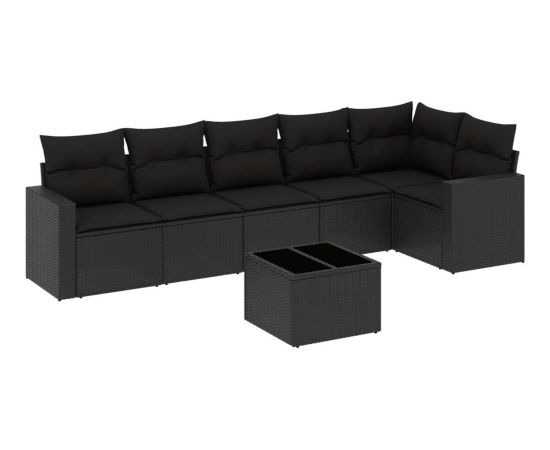 vidaXL 7-częściowy zestaw wypoczynkowy do ogrodu, z poduszkami, czarny Dārza mēbeļu komplekti