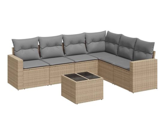 vidaXL 7-częściowy zestaw wypoczynkowy do ogrodu, z poduszkami, beżowy Dārza mēbeļu komplekti