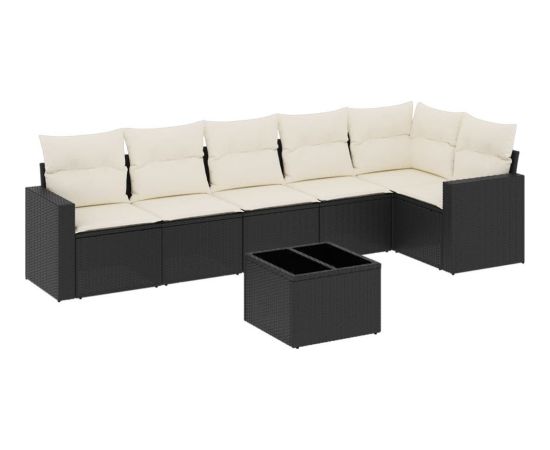 vidaXL 7-częściowy zestaw wypoczynkowy do ogrodu, z poduszkami, czarny Dārza mēbeļu komplekti