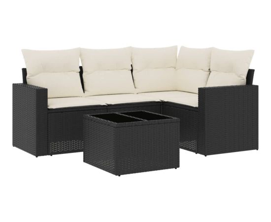 vidaXL 5-częściowy zestaw wypoczynkowy do ogrodu, poduszki, czarny rattan PE Dārza mēbeļu komplekti