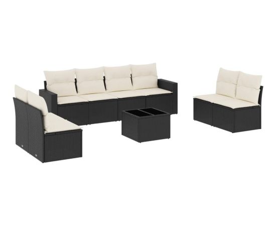 vidaXL 9-częściowy zestaw wypoczynkowy do ogrodu, z poduszkami, czarny Dārza mēbeļu komplekti