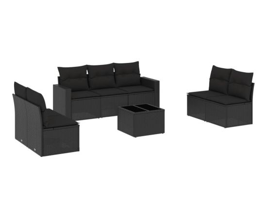 vidaXL 8-częściowy zestaw wypoczynkowy do ogrodu, z poduszkami, czarny Dārza mēbeļu komplekti