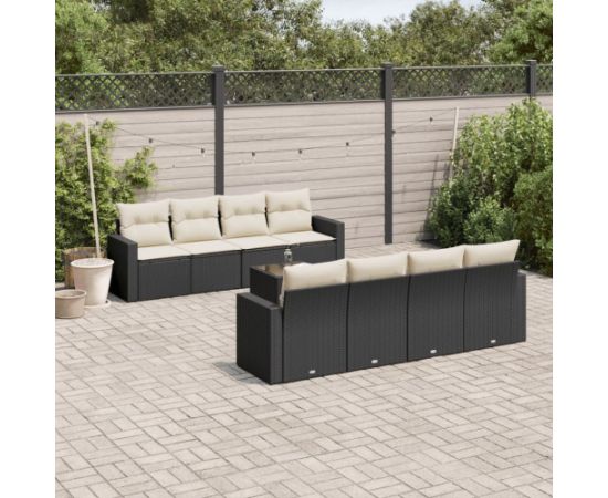 vidaXL 9-częściowy zestaw wypoczynkowy do ogrodu, z poduszkami, czarny Dārza mēbeļu komplekti