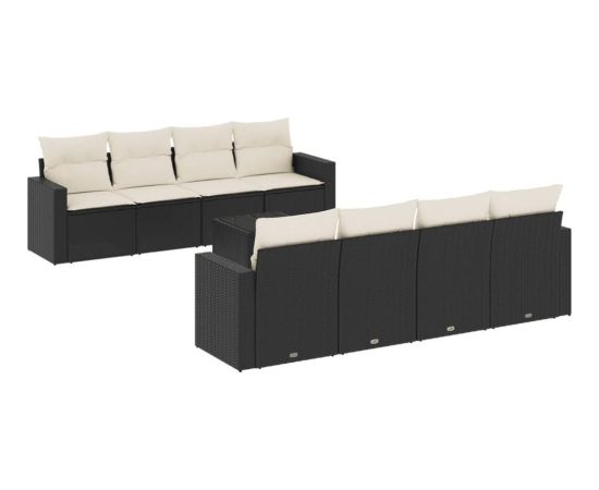 vidaXL 9-częściowy zestaw wypoczynkowy do ogrodu, z poduszkami, czarny Dārza mēbeļu komplekti