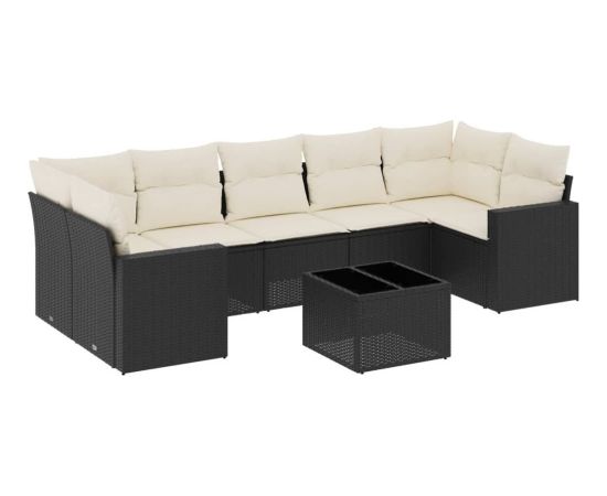 vidaXL 8-częściowy zestaw wypoczynkowy do ogrodu, z poduszkami, czarny Dārza mēbeļu komplekti