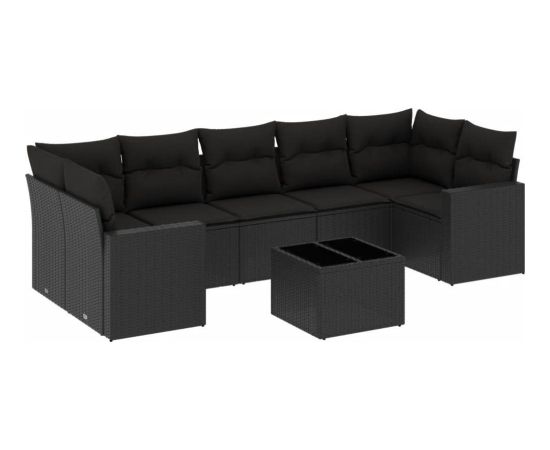 vidaXL 8-częściowy zestaw wypoczynkowy do ogrodu, z poduszkami, czarny Dārza mēbeļu komplekti