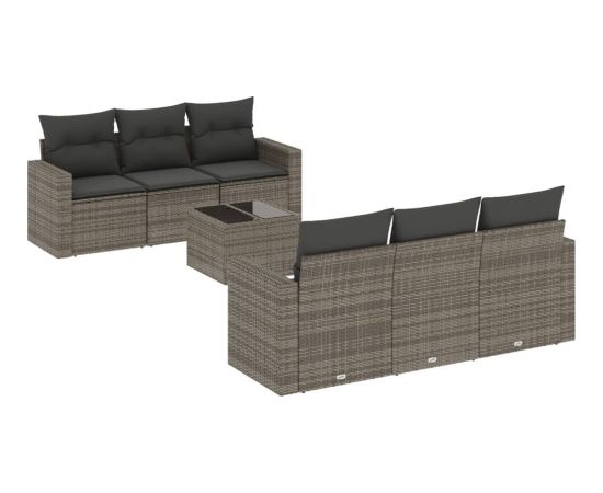 vidaXL 7-częściowy zestaw wypoczynkowy do ogrodu, z poduszkami, szary Dārza mēbeļu komplekti