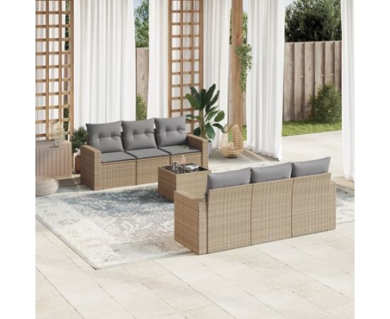 vidaXL 7-częściowy zestaw wypoczynkowy do ogrodu, z poduszkami, beżowy Dārza mēbeļu komplekti