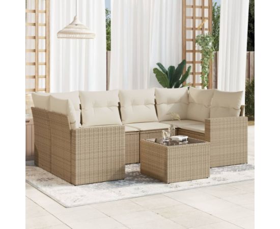 vidaXL 7-częściowy zestaw wypoczynkowy do ogrodu, z poduszkami, beżowy Dārza mēbeļu komplekti