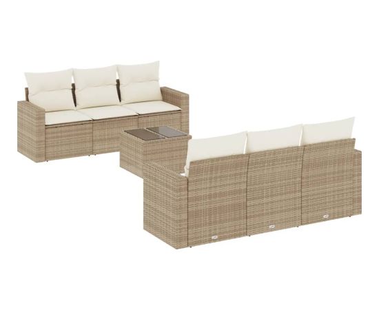 vidaXL 7-częściowy zestaw wypoczynkowy do ogrodu, z poduszkami, beżowy Dārza mēbeļu komplekti