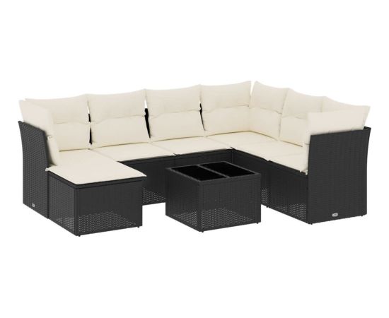 vidaXL 8-częściowy zestaw wypoczynkowy do ogrodu, z poduszkami, czarny Dārza mēbeļu komplekti