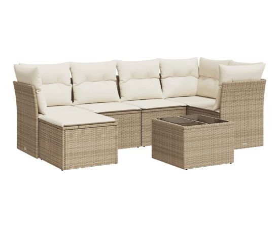 vidaXL 7-częściowy zestaw wypoczynkowy do ogrodu, z poduszkami, beżowy Dārza mēbeļu komplekti